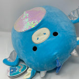 Squishmallow 12" DEVIN blue dragon sequin belly NEW 2021 NWT plush kellytoy