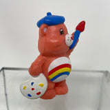 Vintage 80's CARE BEARS 2" Mini PVC FIGURE CHEER BEAR PAINTING A RAINBOW