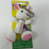 Pez Plush White Easter Bunny Keychain & Candy Dispenser embroidered spell out