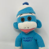 TY My Little Monkey Blue 10" Sock Monkey Retired Beanie Plush 2013 Corduroy