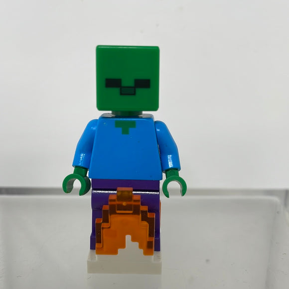 Lego Minecraft Zombie with Flame Base Mini Figure Only