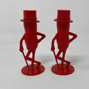 Mr. Peanut Salt and Pepper Shakers - Vintage Planters Nuts Advertising - Red