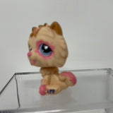 Littlest Pet Shop #2304 Chow Chow Puppy Dog Beige Brown Pink Blue Dot Eyes