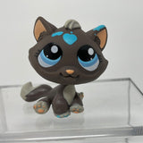 LPS Littlest Pet Shop 815 Grey Cat With Blue Hearts Light Blue Dot Eyes
