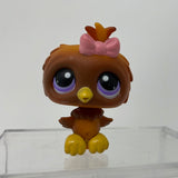 Littlest Pet Shop #354 Owl Bird Brown Yellow Pink Bow Purple Dot Eyes