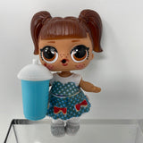 LOL Surprise Doll Blue, White and Red Dress Brown Ponytails
